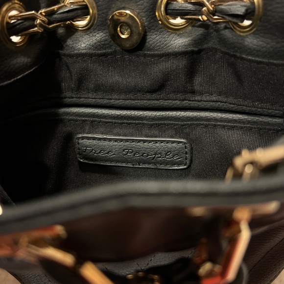 Free People Black and Gold Quilted Bucket Bag - Picture 3 of 6